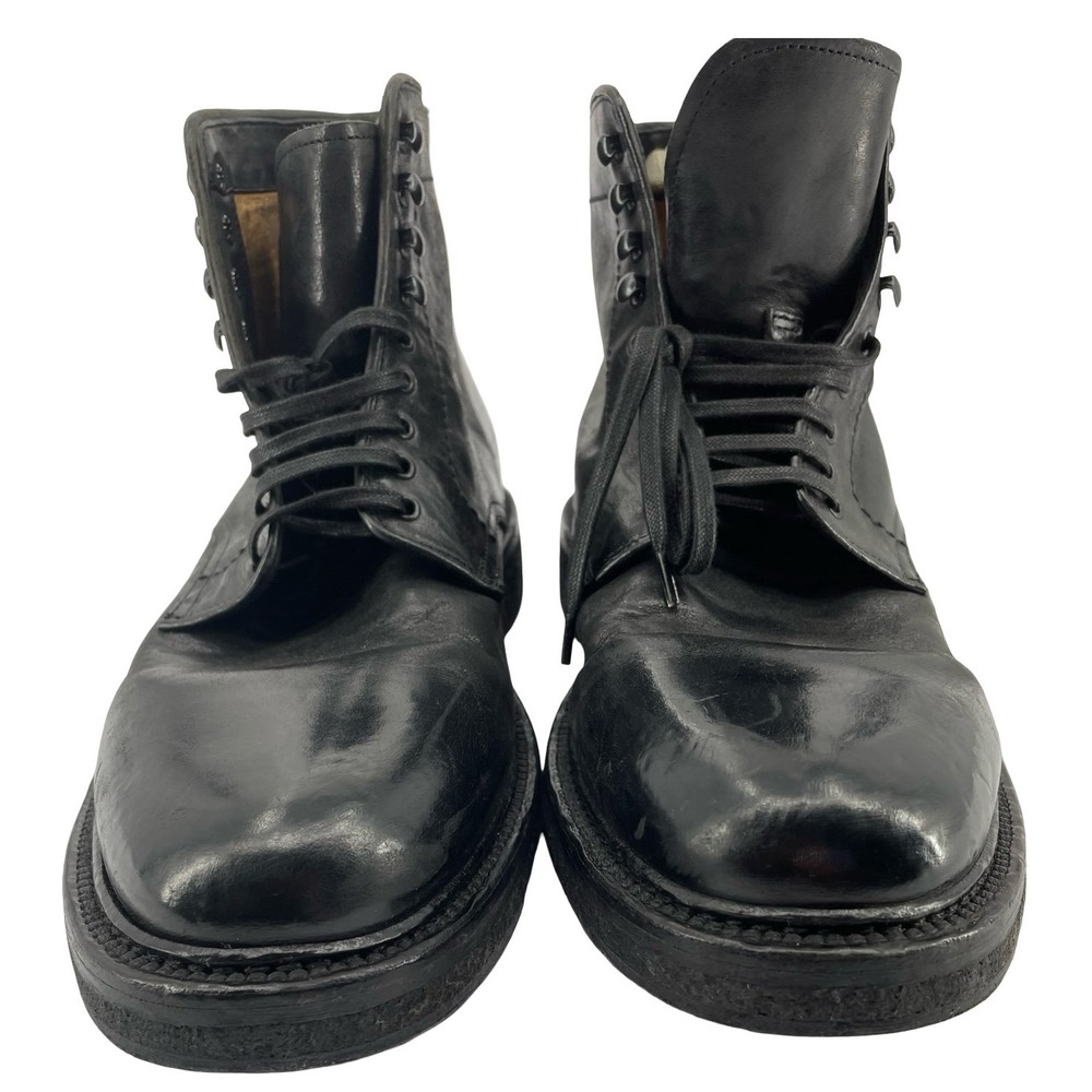 Officine Creative Men Boots Lace Up Combat Black Leather Made in Italy Size 44